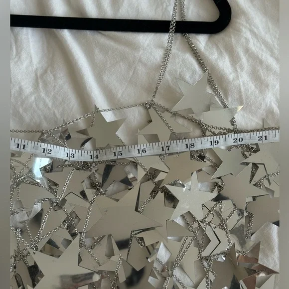 Silver Star Chainmail Mini Dress Festival Rave Metallic Party OS - Picture 9 of 9